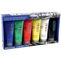 Verf in tube 75ml 6 tubes