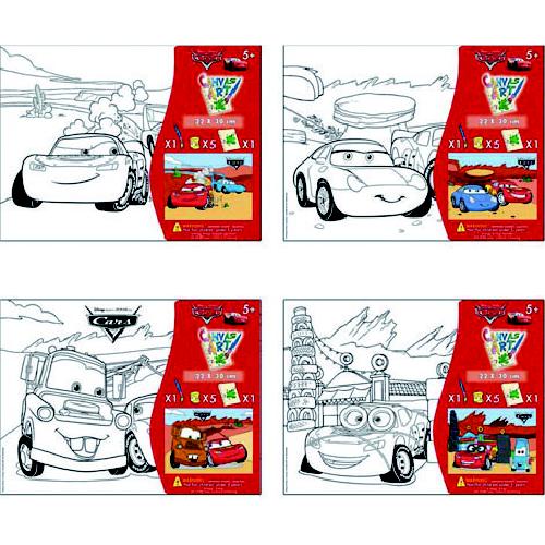 Cars kleurplaat op canvas