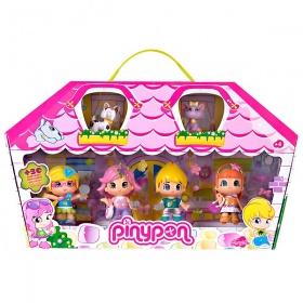 Vergroot 4 Pinyponfiguren met 2 dieren. 4 Pinyponfiguren met 2 dieren.