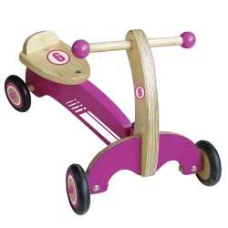 Loopfiets Hout Roze-Wit