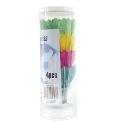 Shuttles met gekleurde veren (4 stuks)