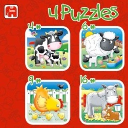 Puzzel boerderijdieren 4-in-1 (4+6+9+16)