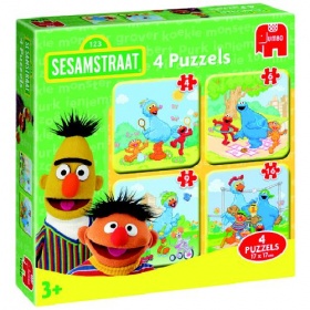 Vergroot Puzzel sesamstraat 4 in 1 (4+6+9+16) Puzzel sesamstraat 4 in 1 (4+6+9+16)