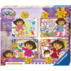 Vergroot de afbeelding Puzzel Dora the Explorer 4 in 1 (12, 16, 20 en 24)