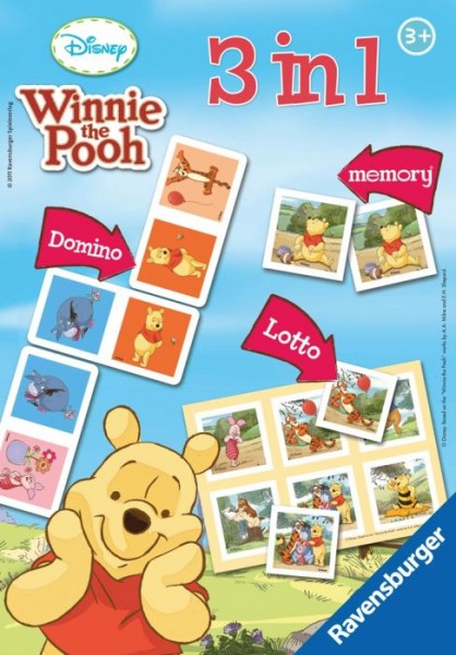 Winnie the Pooh 3 in 1 Domino, Lotto en Memory