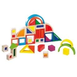 Houten Bouwstenen Regenboog met Venster