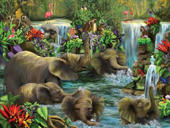 Puzzel Baby Elephant Pool (500 Stukjes)