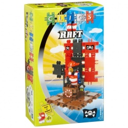 Clics piraat met kist en vlot