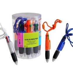 Balpen 4-kleuren met koord