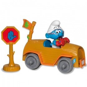 Vergroot Smurf met auto Smurf met auto