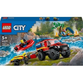 Vergroot 60412 Lego City 4X4 Brandweerauto Met Reddingsboot 60412 Lego City 4X4 Brandweerauto Met Reddingsboot