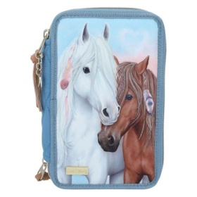 Vergroot Miss Melody 3-Vaks Etui Blue Quilt Miss Melody 3-Vaks Etui Blue Quilt