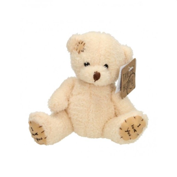 Take Me Home knuffelbeer pluche 14 cm junior lichtbruin