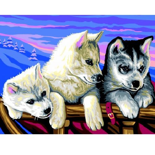 Schilderen op Nummer Huskies