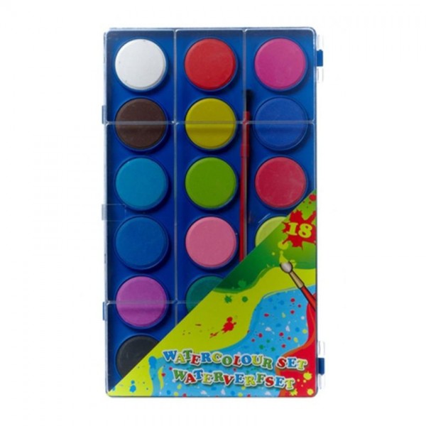 Waterverf 18 Kleuren Met Penseel huismerk kopen in de aanbieding