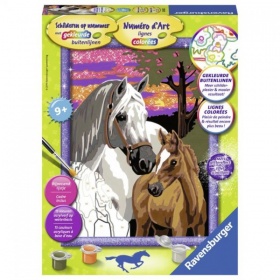 Vergroot Ravensburger Schilderen op nummer paarden in de zonsondergang Ravensburger Schilderen op nummer paarden in de zonsondergang