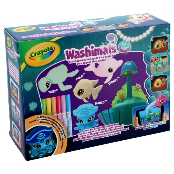 Crayola - Washimals Ocean Glow Pets - Set om te kleuren en dieren in bad te doen, spel en cadeau voor kinderen, vanaf 3 jaar