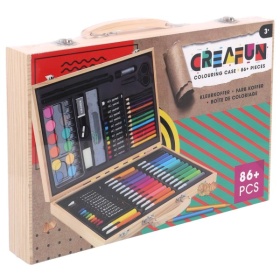 Vergroot Creafun Kleurkoffer Kist 86-delig Hout Creafun Kleurkoffer Kist 86-delig Hout
