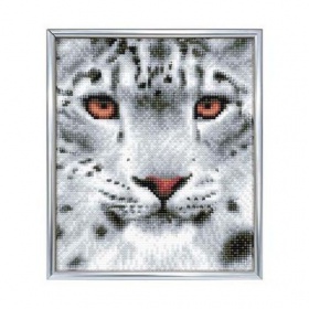 Vergroot Crystal Art Witte Luipaard met Frame 21x25cm Crystal Art Witte Luipaard met Frame 21x25cm
