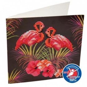 Vergroot Crystal Art Kaart Flamingos 18 X 18 Cm Crystal Art Kaart Flamingos 18 X 18 Cm