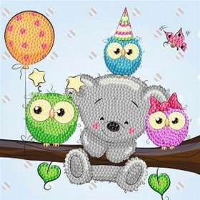 Vergroot Crystal Art Kaart Birthday Friends 18x18cm Crystal Art Kaart Birthday Friends 18x18cm