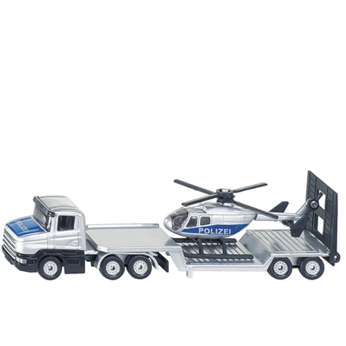1610 Siku auto vrachtwagen dieplader met helikopter