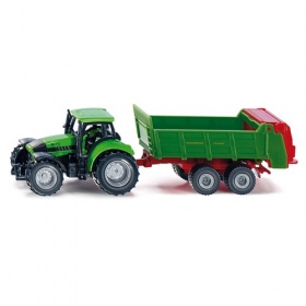 Vergroot 1673 Siku Tractor met Strooiaanhanger 1673 Siku Tractor met Strooiaanhanger