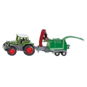 Vergroot 1675 Siku Tractor + Houtversnipperaar 1675 Siku Tractor + Houtversnipperaar