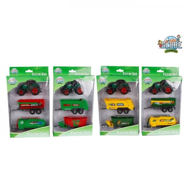 Kids Globe tractor set 3 delig diecast