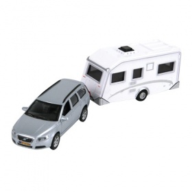 Vergroot Kids Globe Auto Volvo V70 met caravan Kids Globe Auto Volvo V70 met caravan