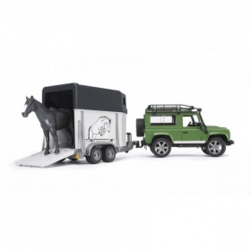 Vergroot 2592 Bruder Jeep Landrover met Paardentrailer 2592 Bruder Jeep Landrover met Paardentrailer
