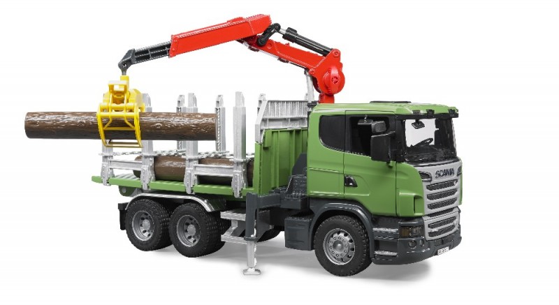 3524 Bruder Vrachtwagen Scania R-Serie met Laadkraan en bomen