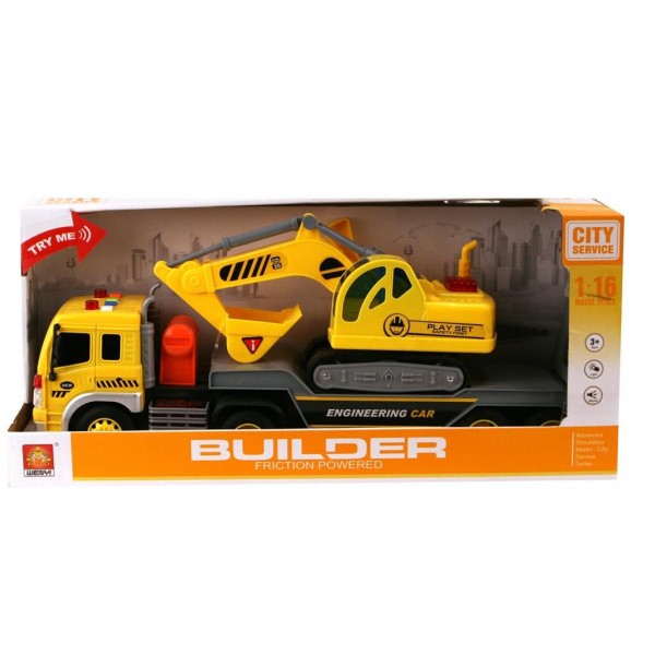 City Service Vrachtwagen Met Graafmachine huismerk kopen in de aanbieding City Service Vrachtwagen Met Graafmachine huismerk kopen in de aanbieding