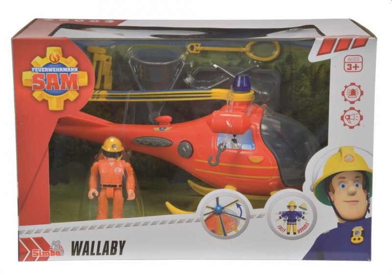 Helm Riskant Alexander Graham Bell Brandweerman Sam Wallaby Heli met Figuur