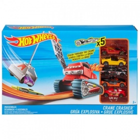 Vergroot Hot Wheels City Kraan Crasher Playset met 5 Auto's Hot Wheels City Kraan Crasher Playset met 5 Auto's