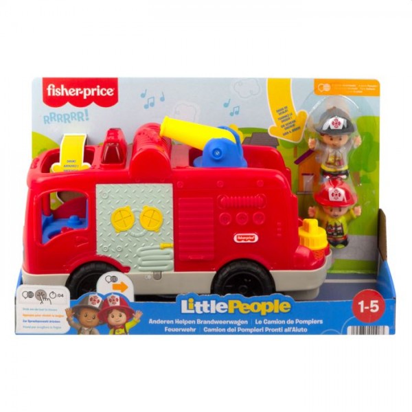 Fisher Price bouwset brandweerwagen Little People rood 3 delig