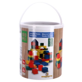 Vergroot Blokkenton Hout 100-Delig Blokkenton Hout 100-Delig