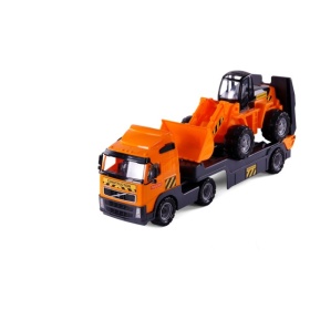 Vergroot Volvo Vrachtwagen Met Oplegger En Bulldozer Volvo Vrachtwagen Met Oplegger En Bulldozer