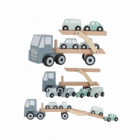 Vergroot Little Dutch Houten Transportwagen Blauw Little Dutch Houten Transportwagen Blauw