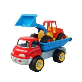 Vergroot Truck Met Bulldozer Rubber Wielen Truck Met Bulldozer Rubber Wielen