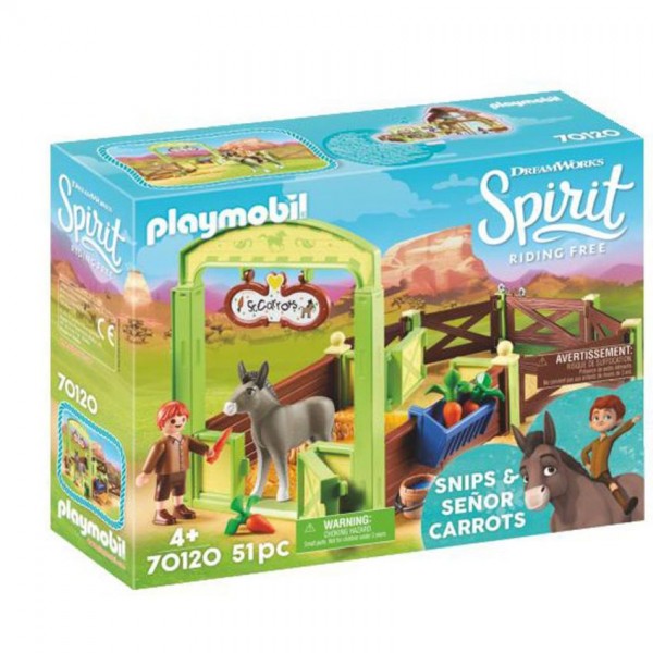 70120 Playmobil Spirit Knip en Meneer Worteltjes met Paardenbox