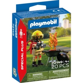 Vergroot Playmobil 72149 Brandweerman Met Brandhaard Playmobil 72149 Brandweerman Met Brandhaard