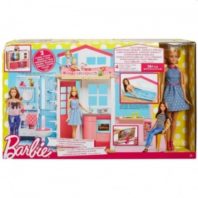 Vergroot Barbie Huis met Twee Verdiepingen en Pop Barbie Huis met Twee Verdiepingen en Pop