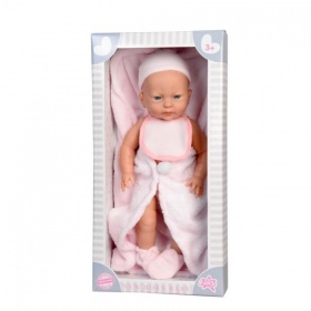Vergroot Pop Baby New Born Meisje met Dekje Roze Pop Baby New Born Meisje met Dekje Roze