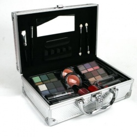 Vergroot Make-Up Koffer Aluminium Groot Met Inhoud Make-Up Koffer Aluminium Groot Met Inhoud