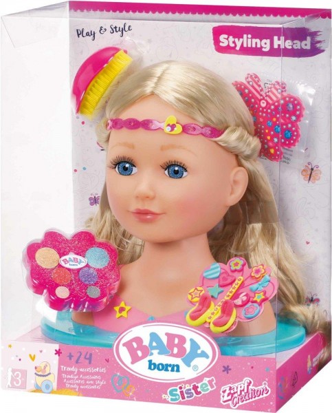 sister styling head baby born