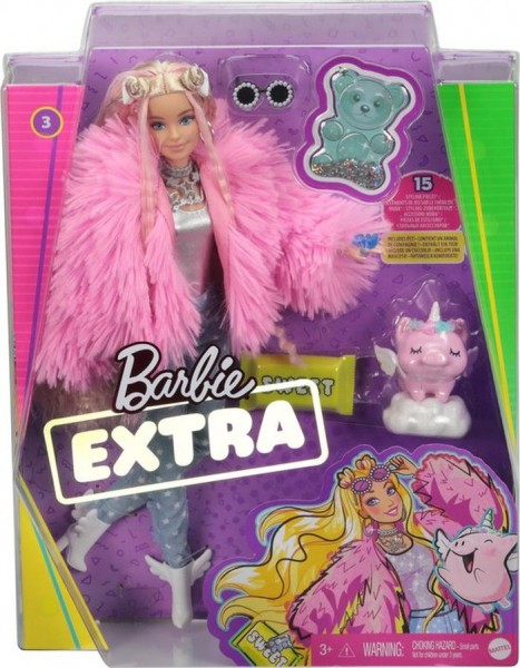 Barbie extra doll fluffy pink jacket