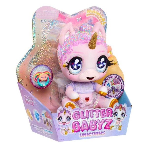 Glitter Babyz Unicorn Doll Pink Rainbow