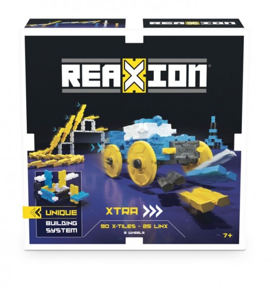 Goliath dominostenen Reaxion Xtra junior blauw-geel 108 delig