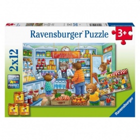 Vergroot Ravensburger Puzzel Markt Supermarkt (2x12) Ravensburger Puzzel Markt Supermarkt (2x12)